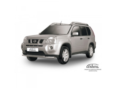 Защита переднего бампера Arbori d57+d57 двойная NISSAN X-TRAIL 2011-2014