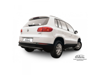 Защита заднего бампера Arbori d57 радиусная черная VOLKSWAGEN TIGUAN 2011-