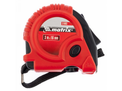 Рулетка Rubber, 3 м х 16 мм, обрезиненный корпус// MATRIX