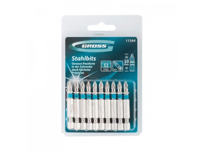 Набор бит PZ1х50, сталь S2, 10шт //GROSS