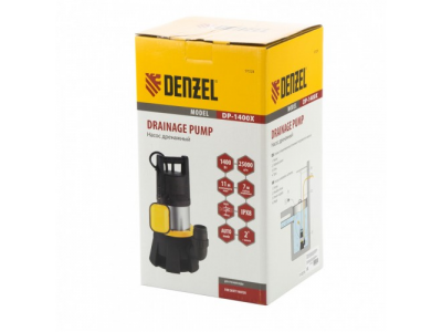 Дренажный насос DP1400X, 1400 Вт, подъем 11 м, 25000 л/ч Denzel