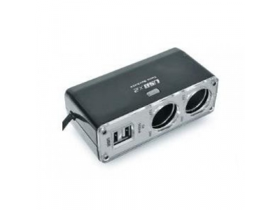 Разветвитель розетки для прикуривателя AVS на 2 выхода +2 USB
