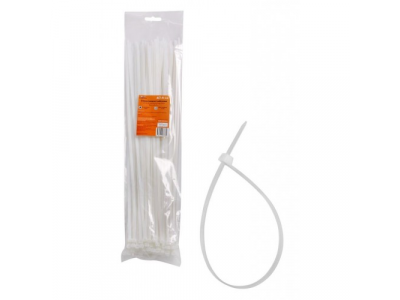 Стяжки (хомуты) кабельные 4,8*400 мм, пластиковые, белые, 100 шт. AIRLINE